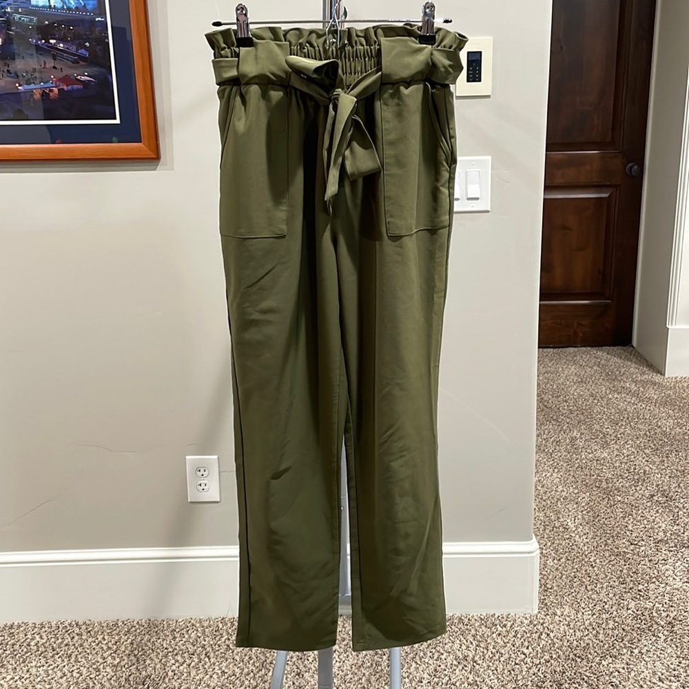 Grace Karin Women’s Cropped Paper Bag Waist Pants with Pockets